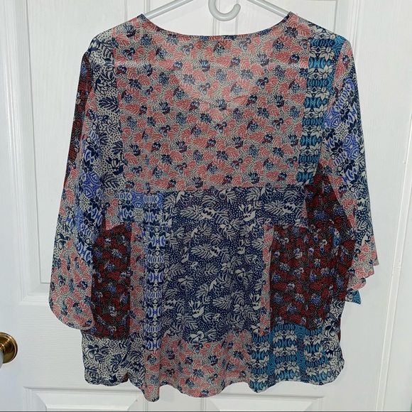 VINTAGE AMERICA Sheer Patched Shirt Size L - Picture 3 of 3